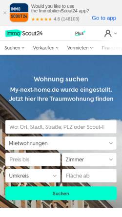 Vorschau der mobilen Webseite www.my-next-home.de, Immobilien Gasper und Stein OHG