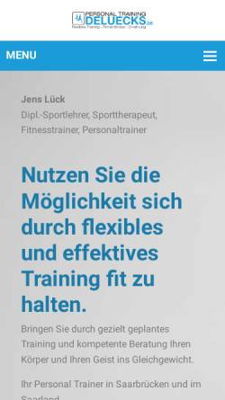 Vorschau der mobilen Webseite www.personaltrainingdeluecks.de, Personaltraining Deluecks Jens Lück Dipl.-Sportlehrer