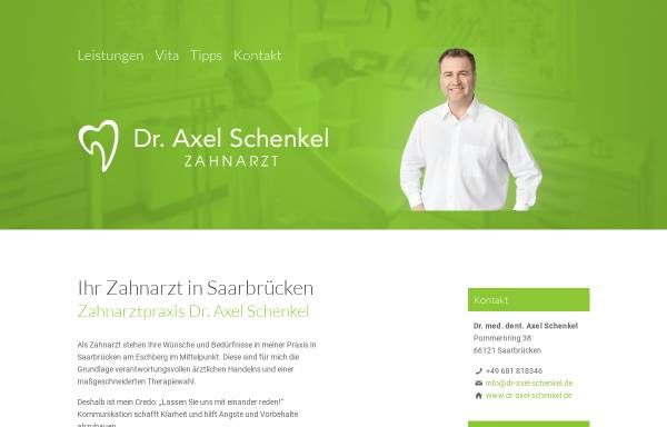 Vorschau von www.dr-axel-schenkel.de, Schenkel, Dr. med. dent. Axel, Zahnarzt