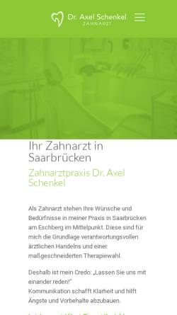 Vorschau der mobilen Webseite www.dr-axel-schenkel.de, Schenkel, Dr. med. dent. Axel, Zahnarzt