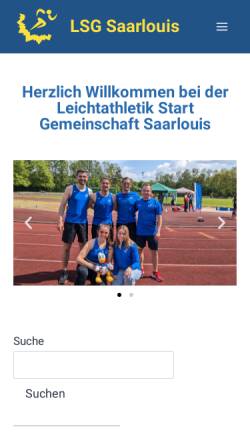 Vorschau der mobilen Webseite www.lsg-saarlouis.de, LSG Leichtathletik Startgemeinschaft
