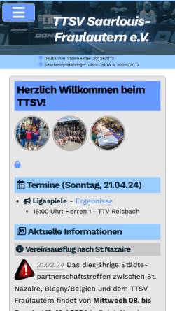 Vorschau der mobilen Webseite www.ttsvfraulautern.de, TTSV Tischtennissportverein Fraulautern e.V.