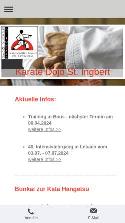 Vorschau der mobilen Webseite www.karate-ingo.de, Karate Dojo