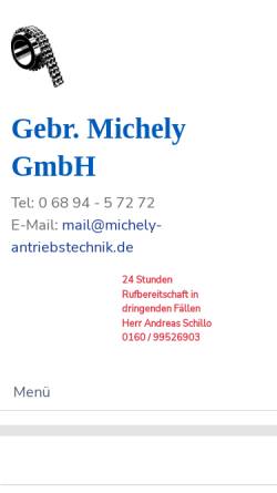 Vorschau der mobilen Webseite www.michely-antriebstechnik.de, Gebrüder Michely GmbH