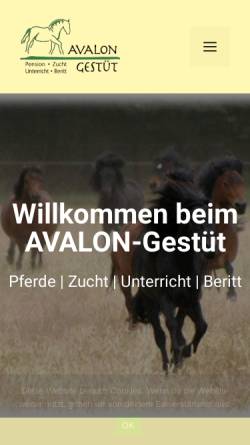 Vorschau der mobilen Webseite www.avalon-gestuet.de, Avalon's Gestuet