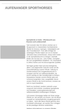 Vorschau der mobilen Webseite www.sportpferdezucht.de, Aufenanger Sportpferdezucht