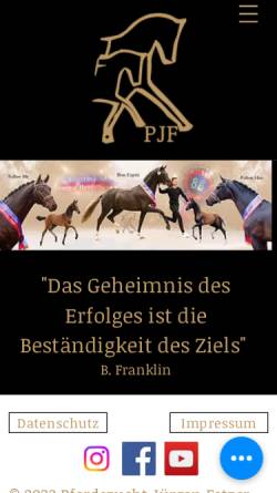 Vorschau der mobilen Webseite www.pferdezucht-jf.de, Pferdezucht - JF