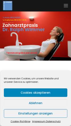 Vorschau der mobilen Webseite dr-wimmer.de, Gemeinschaftspraxis Dr. Wimmer und Dr. Benkendörfer