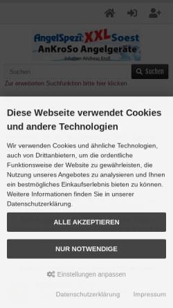 Vorschau der mobilen Webseite www.angelcenter-soest.de, AngelSpezi Soest, Inhaber Andreas Kroll