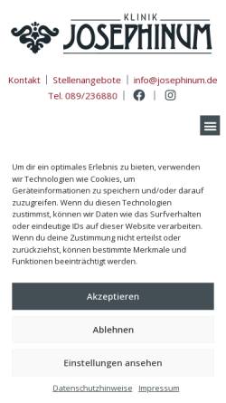 Vorschau der mobilen Webseite www.josephinum.de, Privatklinik Josephinum
