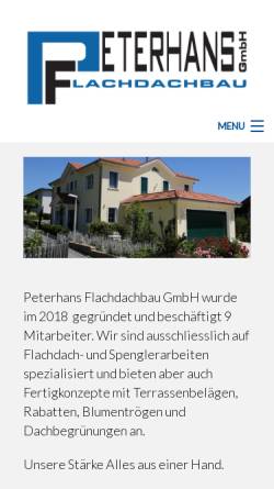 Vorschau der mobilen Webseite www.pefl.ch, Peterhans Flachdachbau