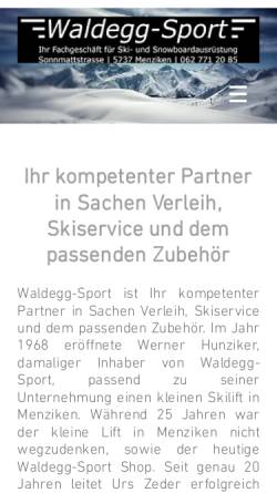 Vorschau der mobilen Webseite www.waldegg-sport.ch, Waldegg Sport