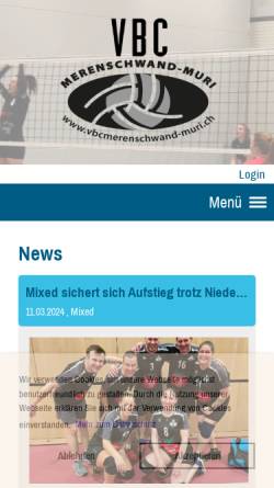 Vorschau der mobilen Webseite www.vbcmerenschwand-muri.ch, Volleyballclub Merenschwand-Muri