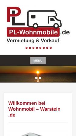Vorschau der mobilen Webseite www.wohnmobil-warstein.de, PL Wohnmobilvermietung
