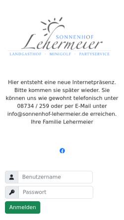 Vorschau der mobilen Webseite www.sonnenhof-lehermeier.de, Landgasthof Hotel Sonnenhof