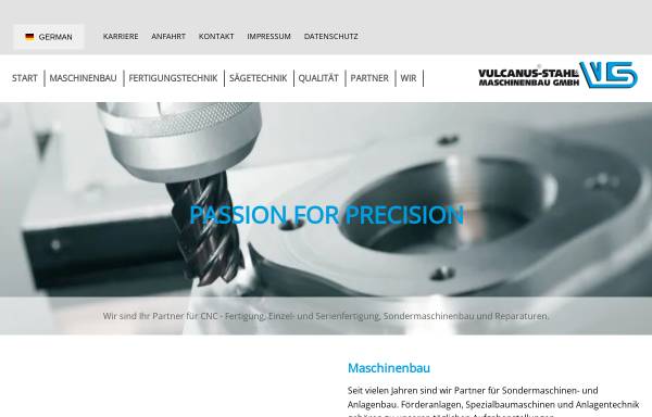Vorschau von www.vulcanus-stahl.de, Vulcanus Stahl & Maschinenbau GmbH