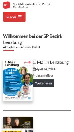 Vorschau der mobilen Webseite www.splenzburg.ch, SP Bezirk Lenzburg