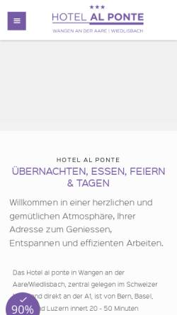 Vorschau der mobilen Webseite www.alponte.ch, Hotels Restaurants Wangen an der Aare & Hotel Al Ponte