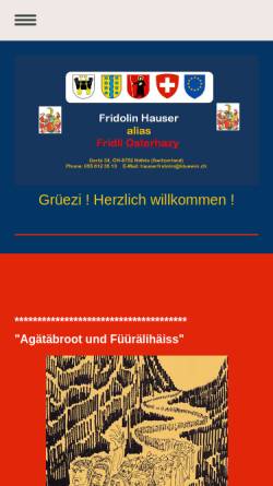 Vorschau der mobilen Webseite www.hauserfridolin.ch, Vereine und Publikationen von Fridolin Hauser