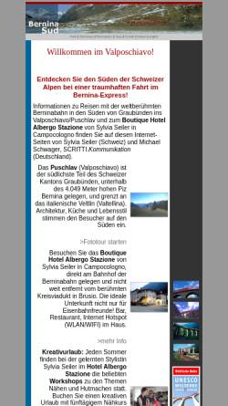 Vorschau der mobilen Webseite www.bernina-sud.info, Reisen Valposchiavo - Berninabahn