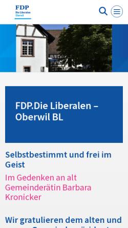 Vorschau der mobilen Webseite www.fdp-oberwil.ch, FDP Oberwil / Biel-Benken