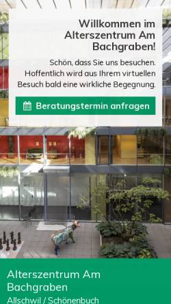 Vorschau der mobilen Webseite www.az-ambachgraben.ch, Alterszentrum am Bachgraben Allschwil-Schönenbuch