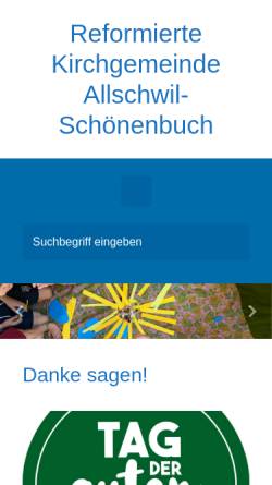 Vorschau der mobilen Webseite www.refschoenenbuch.ch, Evangelisch-reformierte Kirchgemeinde Allschwil-Schönenbuch
