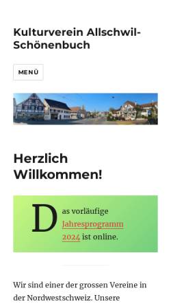 Vorschau der mobilen Webseite www.kultur-allschwil.ch, Kulturverein Allschwil-Schönenbuch