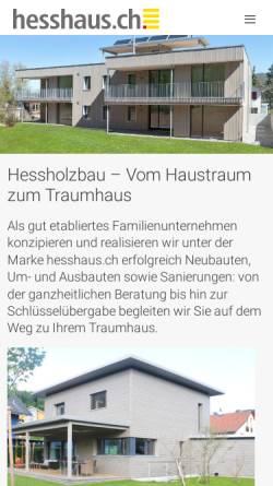 Vorschau der mobilen Webseite www.hessholzbau.ch, Hess Holzbau AG Ziefen