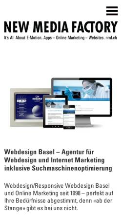 Vorschau der mobilen Webseite nmf.ch, New Media Factory GmbH