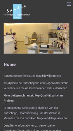 Vorschau der mobilen Webseite www.nagelkosmetik-kessler.ch, Nagelkosmetik, und Haarentfernung, Sandra Kessler