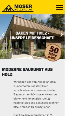 Vorschau der mobilen Webseite www.moser-holzbau.ch, Jakob Moser Holzbau AG