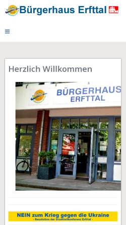 Vorschau der mobilen Webseite www.buergerhaus-erfttal.de, Neuss-Erfttal.de