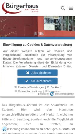 Vorschau der mobilen Webseite www.buergerhaus-neuburg.de, Ostend online