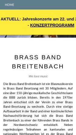 Vorschau der mobilen Webseite www.bbbreitenbach.ch, Brass Band Breitenbach