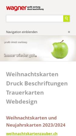 Vorschau der mobilen Webseite www.wagner-grafiken.ch, Wagner Grafiken Egerkingen