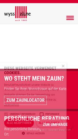 Vorschau der mobilen Webseite zaeune.ch, Wyss Zäune, Lohn