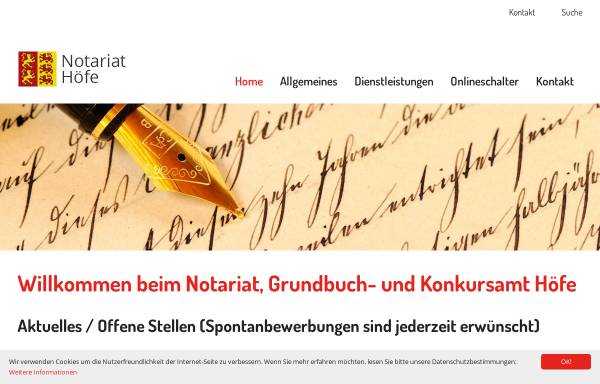 Vorschau von www.notariat-hoefe.ch, Notariat Höfe
