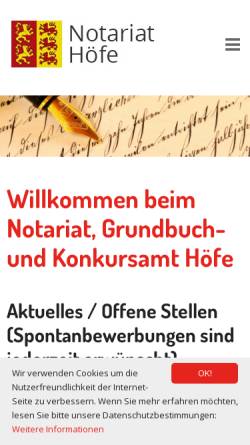 Vorschau der mobilen Webseite www.notariat-hoefe.ch, Notariat Höfe