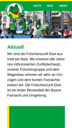 Vorschau der mobilen Webseite froeschenzunft.ch, Guggenmusik Fröschenzunft Ebel, Baar