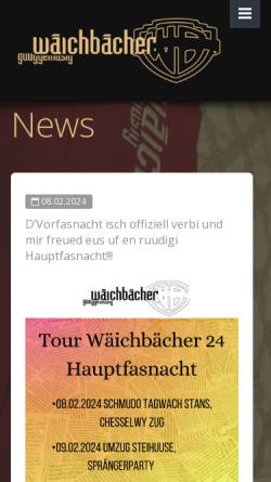 Vorschau der mobilen Webseite www.waeichbaecher.ch, Guggemusig Wäichbächer