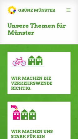 Vorschau der mobilen Webseite www.grüne-münster.de, Bündnis 90/Die Grünen Münster