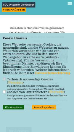 Vorschau der mobilen Webseite www.cdu-gievenbeck.de, CDU-Ortsunion Gievenbeck