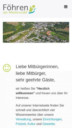 Vorschau der mobilen Webseite www.gemeinde-foehren.de, Föhren am Meulenwald