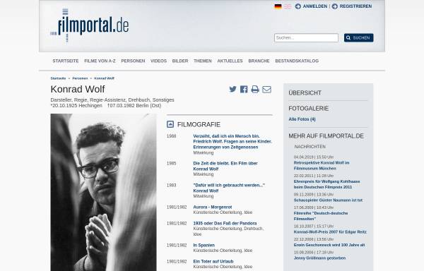 Vorschau von www.filmportal.de, Filmportal - Konrad Wolf