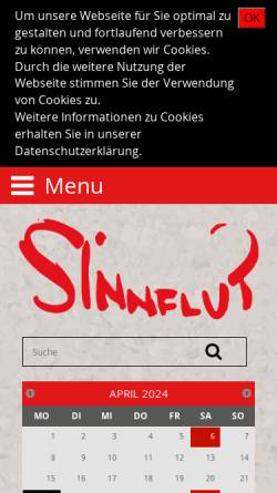 Vorschau der mobilen Webseite www.sinnflut-erding.de, Sinnflut Kultur GmbH