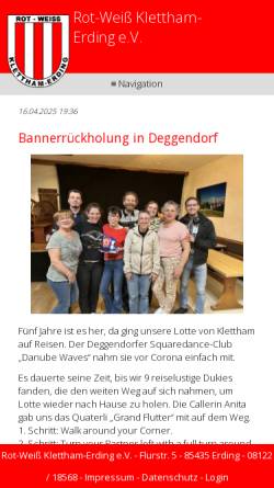 Vorschau der mobilen Webseite www.rw-klettham-erding.de, Rot-Weiß Klettham-Erding e.V.