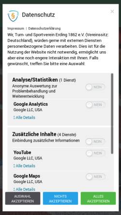 Vorschau der mobilen Webseite www.tsverding.de, TSV Erding 1862 e.V.