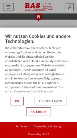 Vorschau der mobilen Webseite www.bas-brandschutz.de, BAS Brand- und Arbeitsschutz GmbH