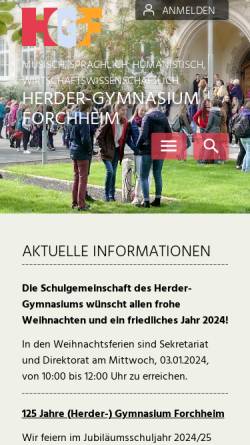 Vorschau der mobilen Webseite www.herder-forchheim.de, Herder Gymnasium